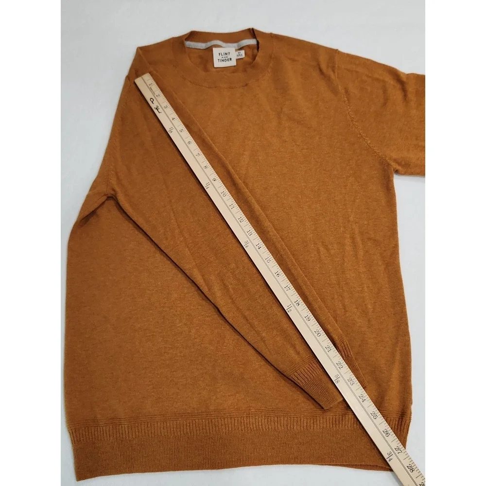 Flint and Tinder Huckberry Crewneck Sweater Mens M Ribbed Collar Cuffs Hem Brown